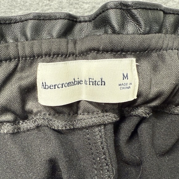 Abercrombie & Fitch Faux Leather Joggers Pants Black‎ Size M Drawstring Waist - Picture 7 of 11